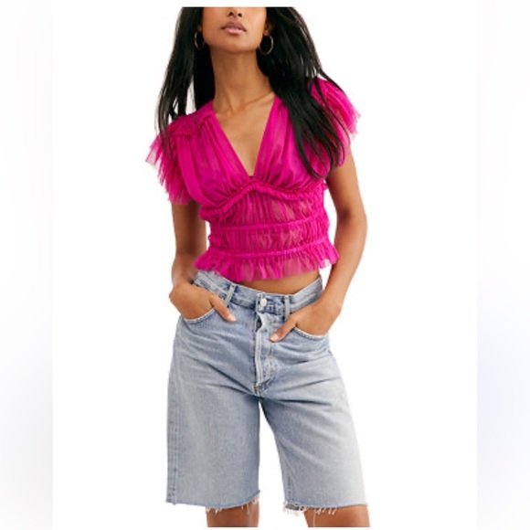 NWT Free People Pink Making Me Smile Top - Size Large - Picture 4 of 7